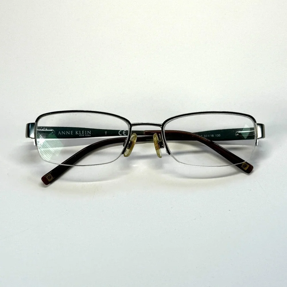 ANNE KLEIN New York AK 9099 532 Eyeglasses Frame Only 50-18-130 Half Rim Silver